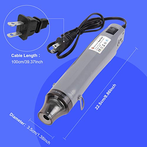 Heat Gun,Genround Hot Air Gun Of DIY Crafts Embossing Shrink Wrapping PVC 300WElectric Mini Heat Gun Kit Tool Drying Paint Rubber Stamp Metal Nozzle Overload Protection Portable Hot Air Pen Heat Tool
