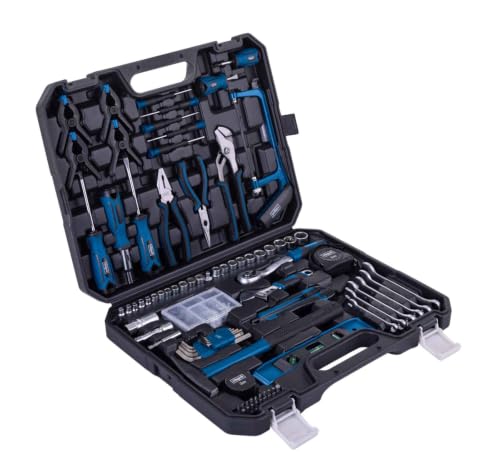 Scheppach Werkzeugkoffer WZK169 gefüllt mit Kunststoffkoffer | Werkzeug-Set 169 Teile | Biteinsätze & Schraubendreher aus Chrom-Vanadium-Stahl | Steck