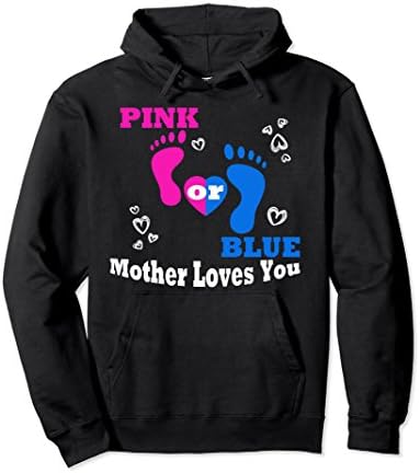 Unisex Pink Or Blue Mother Loves You Hoodie Baby Gender Reveal Gift Small Black