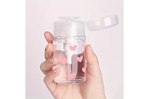 3.3oz/100ml-1PC Plastic refillable Travel Bottle, Hand wash only, Featuring a Cute Pink Heart Print, Suitable for Nail Polish
