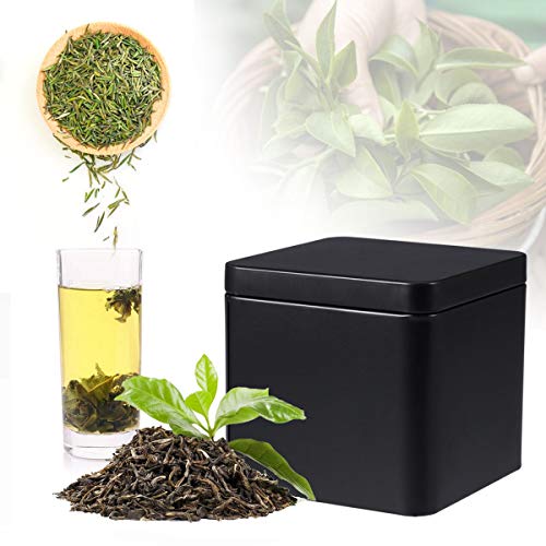 Yardwe Metal Tins with Lid Square Gift Box for Tea Candles Candies Gifts Balms Treasures (Matte Black)
