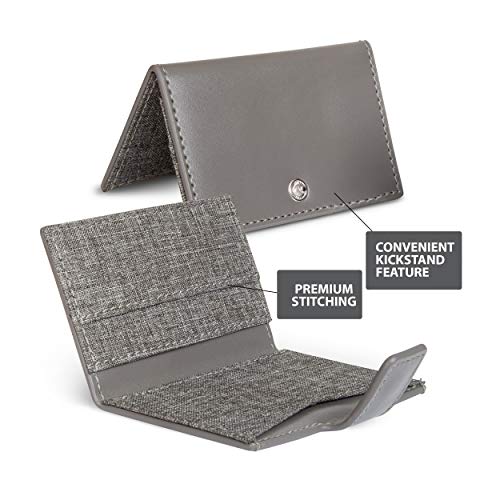 Cell Phone Wallet Stick on Card Holder Phone Pocket for iPhone, Android and All Smartphones (Charcoal Grey)