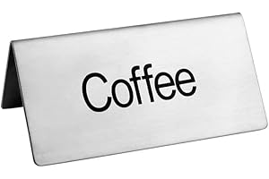 New Star Foodservice Stainless Steel Table Tent Sign (Silver (Coffee), 3"x 1.5" (Set of 2))