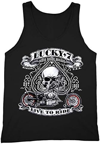 XtraFly Apparel Men's Lucky 7 Skull Live to Ride Biker Motorcycle Tank-Top