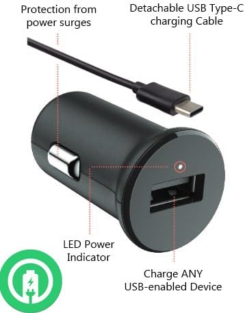 Turbo Power 15W Vivo Xplay5 Elite Car Charger with Detachable Hi-Power USB Type-C Cable!