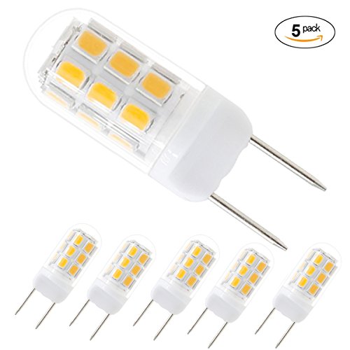 All New LED G8 Light Bulb, G8 GY8.6 Bi-pin Base LED, Dimmable 120V 35W Halogen Replacement Bulb for Under Counter Kitchen Lighting, Under-cabinet Light, Puck light (5-pack) (Warm White, 3W)