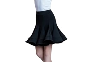 LIBAOBAOYO Girls Kids Latin Dance Skirt Ruffle Swing Ballroom Samba Tango Cha-Cha Practice Dancewear