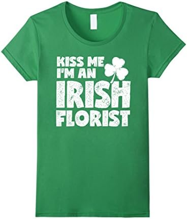 Women's Kiss Me I'm An Irish  Florist Shirt Large Grass