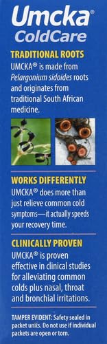 Nature's Way Cold Relief Hot Drink, Umcka, Homeopathic, Clinically Proven Pelargonium Sidoides 1X, for Cough, Congestion, Sore Throat, Stuffy Nose, Lemon Flavored, 10 Packets (Packaging May Vary)