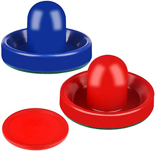 Air Hockey Pucks,Air Hockey Replacement Set for Air Hockey Table Family Game,Air Hockey Pucks and Paddles Red&Blue(4 Striker with Pads,8 Pucks)