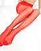 Queen.M Erotic Open Crotch Sheer Stocking Transparent Pantyhose Sexy Silk Socks,Red,One Size