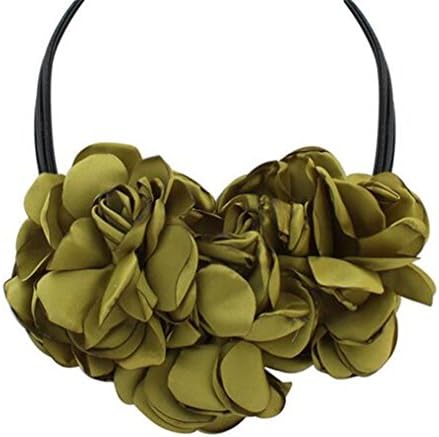 Women Vintage Bohemia Style Retro Big Cloth Flower Chain Bib Necklace