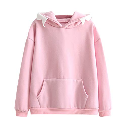 Clearance!Dressin_Women's Fashion Lovely Hooded Pocket Animal Ear Long Sleeve Pullover Sweatshirt