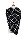 Women's Plaid Tartan Scarf Blanket Classic Winter Scarf Shawl Wrap Black and White Checked