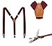 JAIFEI Suspenders And Pre-Tied Bowtie Set For Boys And Men, Casual And Formal (Men(47 inches), Burgundy)
