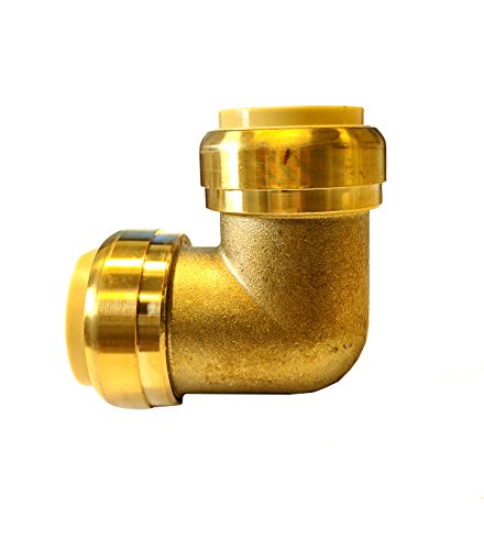 Libra Supply Lead Free 1 x 3/4 inch 90 Degree Push-Fit Elbow, Push to Connect, (Pack of 5 pcs, Click in for more size options), 1'' x 3/4'', 1 x 3/4-inch Brass Pipe Fitting Plumbing Supply