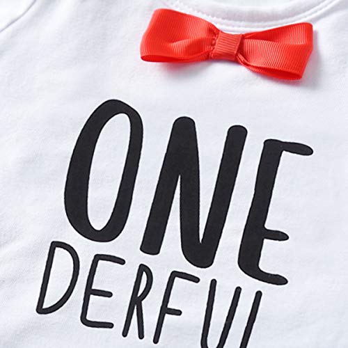 Toddler Baby Boy Clothes Set Bowtie Romper Suspenders Ripped Denim Pants Outfits (One Derful2, 100/Fit 18-24 Months)