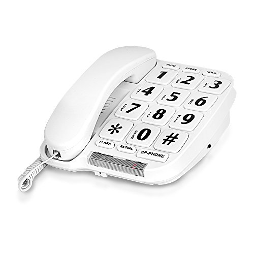 Big button phone for wall or desk with speaker and memory