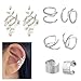 JININA Stainless Steel Ear Cuff Leaf Wrap Earrings Fake Lip Rings Tragus Helix Earrings for Women Men-Silver