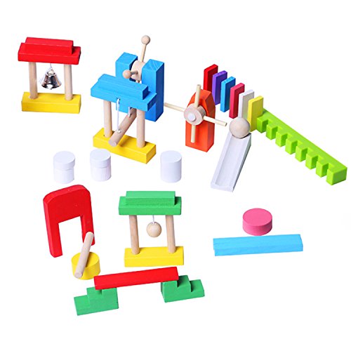Joqutoys 600 Pieces Wooden Dominoes Set Blocks Racing Game Building and Stacking Toy for Kids