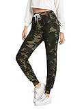 SweatyRocks Women Pants Drawstring Casual Yoga Jogger Pants with Pockets Camo #3 S