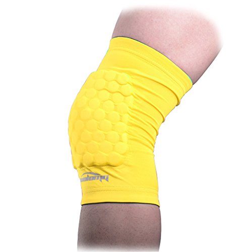 COOLOMG Pad Crashproof Antislip Basketball Leg Knee Short Sleeve Protector Gear (1 Piece), Yellow, Small