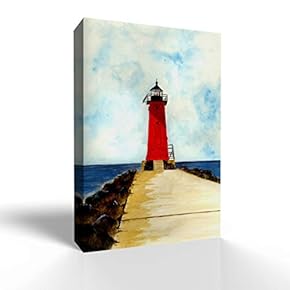 Canvas Wall Art Lighthouse Pictures Home Wall Decorations for Bedroom Living Room Paintings Canvas Prints Framed - 12x18 inches