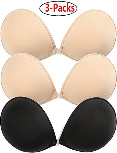 Minitouch 2-Packs Self Adhesive Bra, Strong Sticky, Silicone Invisible Push Up Bra (C{32/70C,34/75C,36/80B,38/85B}, 3packs-Mix)