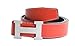 Dinamit Women's H Reversible Leather Belt With Removable Red Belt with Silver Buckle