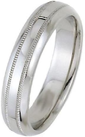 18k White Gold 5mm Dome Park Avenue Wedding Band Ring Heavy Weight - Size 13