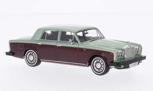 Rolls Royce silver shadow II, metallic-hellgrün/metallic-dark red, RHD, 1978, Model Car,, Neo 1:43