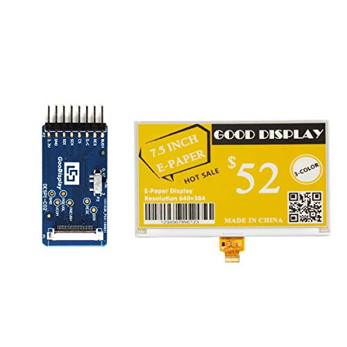 GooDisplay 7.5 Inch Color E-Paper Screen with Connection Adapt Board E Ink Display Module Yellow EPD E-Ink Display Manufacture with Communication Board Development