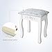 mecor Makeup Vanity with 4Drawers,Vanity Table Set w/Round Mirror Girls Women Wood Dressing Table Cushioned Stool Bedroom Furniture White