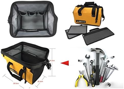 Zenyo water resistant polyester (600D) tool bag with sealable zipper top, 12 inches long with 14.6 liter carrying capacity