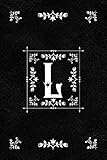 Scandinavian Design Floral Monogram Daily Journal Notebook - Letter L: Decorative Letter on Black Le by 