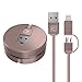 Retractable Lightning Cable, CAFELE 2 in 1 Lightning Micro USB Portable Flexible Charging Data Sync Cable for iPhone X 8 7 6s 6 Plus 5s 5 SE, Samsung S7 S6, Note, LG, Nexus, Nokia, Rose Gold, 3.3ft