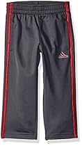 adidas Toddler Boys' Tricot Pant, Mercury Grey/Red, 2T