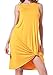 msllen Women's Summer Plain Sleeveless Twist Knot Front Loose Casual Midi Dress