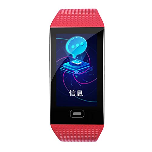 Meidexian888 Smart Wristband for iOS Android, Heart Rate Sleep Monitor Information Reminder, Sports Fitness Silicone Strap Watch (Red)