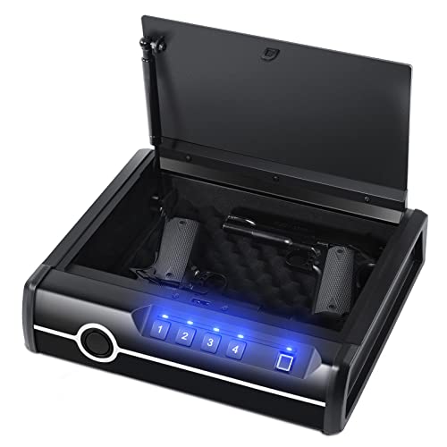 Dalmbox Biometric Gun Safe for 2 Pistols, Quick Access Handgun Safe for