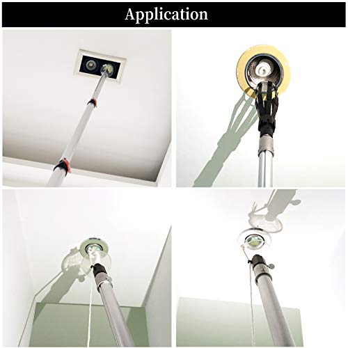 Buyplus 6to24 feet Light Bulb Changer Pole, Metal Telescopic Pole