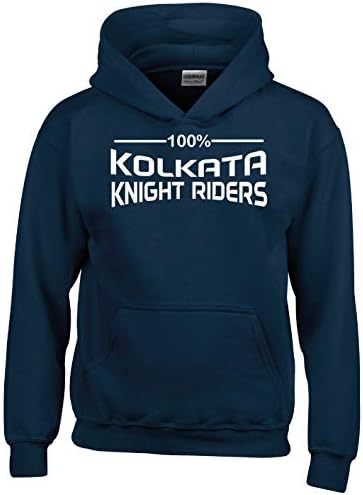 100% Kolkata Knight Riders IPL 2019 Cricket Hoodie Kids Navy