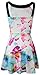 FANCYINN Women Floral Halter Neck Short Dress Backless Black Spaghetti Strap Aline Skater Mini Cocktail Dress L