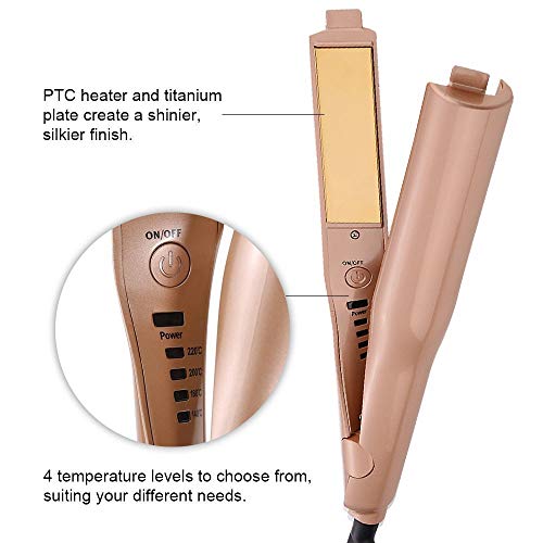 2 in 1 Hair Straightener and Curler, Curling and Straightening Iron for Hair - Dual Voltage Hair Curler with Ceramic Coating Flat Iron for Long & Short Hair Twist Curler(Gold) - Thumbnail 3