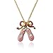 Little Miss Twin Stars 14k Gold-Plated Pink Enamel Bow and Ballerina Shoes Pendant Chain Necklace