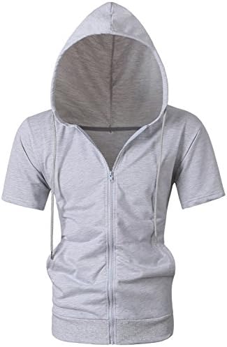 MIEDEON Mens Slim Fit Sleeveless Lightweight Zip-up Hoodie with Kanga Pocket
