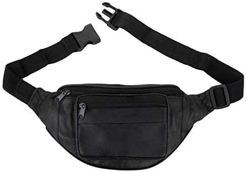 K London Stylish Real Leather Waist Bag Elegant Style Travel Pouch Passport Holder with Adjustable Strap(11700) (Black)