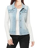 Allegra K Ladies Washed Denim Vest Light Blue M