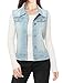 Allegra K Ladies Washed Denim Vest Light Blue M
