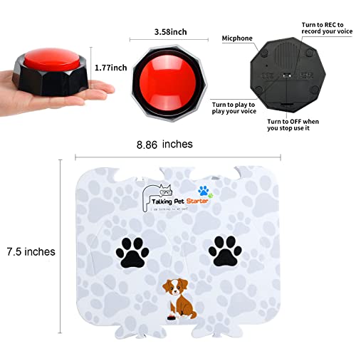 KiViRap Set of 4 Colors Dog Buttons for Communication with 2 Mats